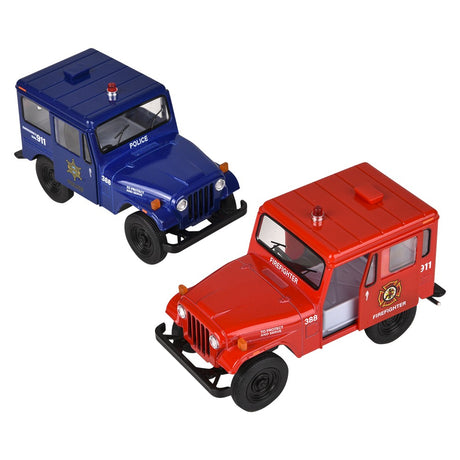 Die-Cast Pull Back 1971 Jeep DJ-5B Police/Firefi (1 DSP)