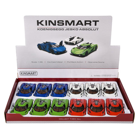 Die-Cast Pull Back Koenigsegg Jesko Absolut (12 PC Display)