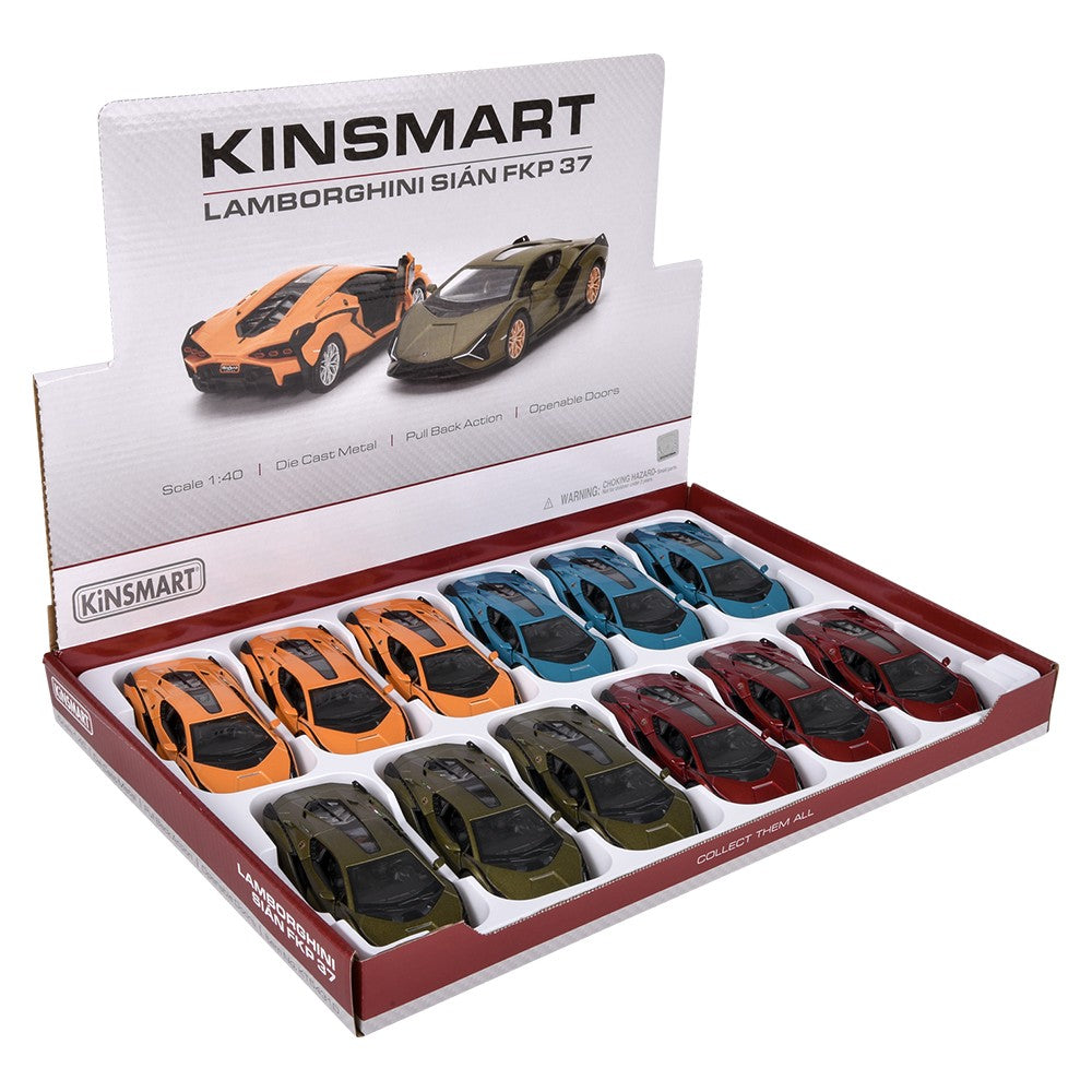 Die-Cast Pull Back Lamborghini Sian FKP 37 (12 Pc Display)