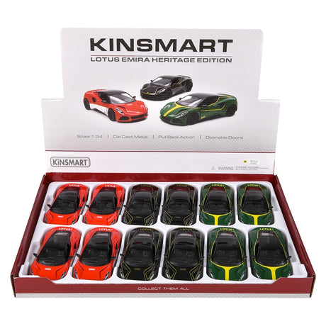Die-Cast Pull Back Lotus Emira Heritage (12 PC Display)