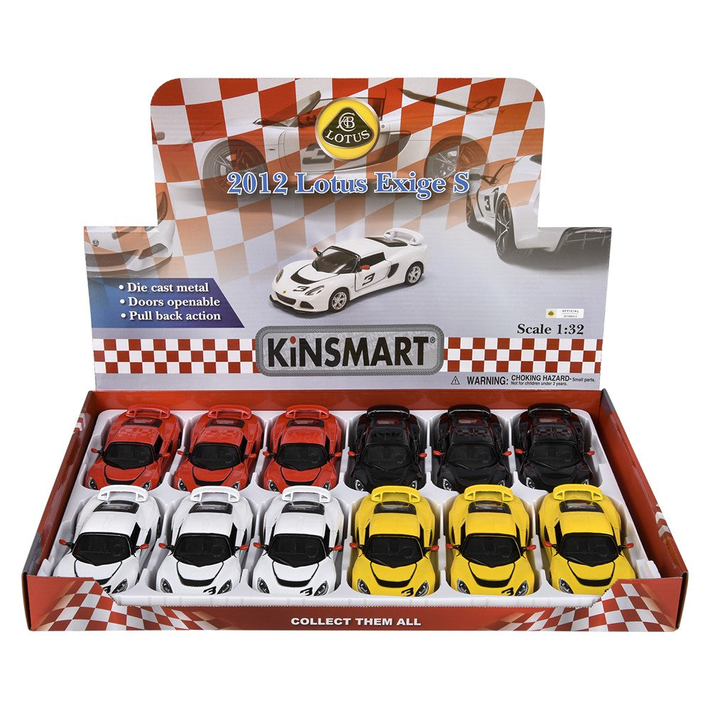 Die-Cast Pull Back 2012 Lotus Exige S (12 Pc Display)