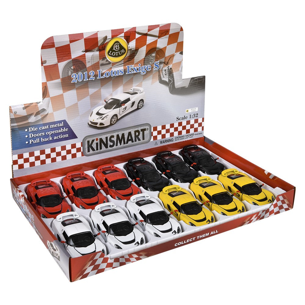 Die-Cast Pull Back 2012 Lotus Exige S (12 Pc Display)