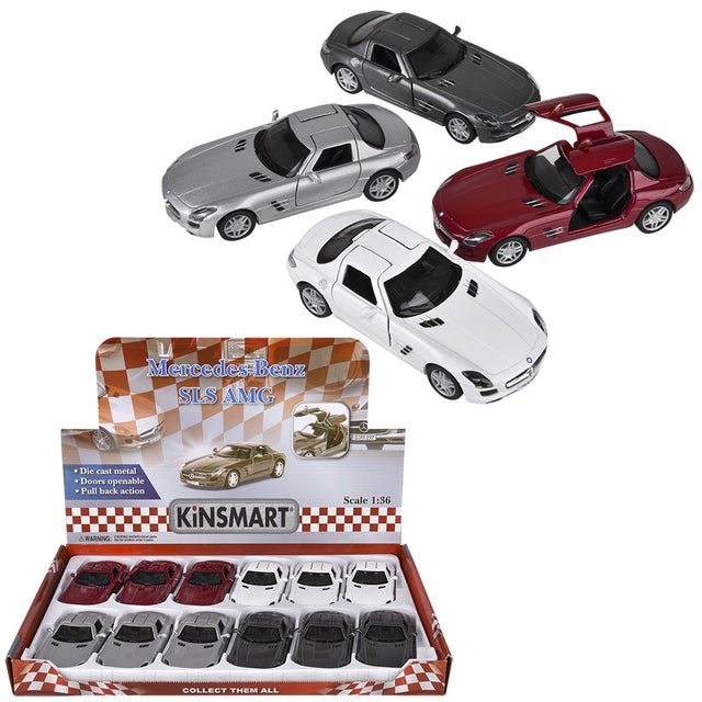 Die-Cast Pull Back Mercedes-Benz SLS AMG (12 PC Display)
