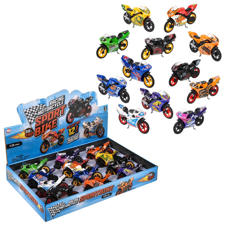 Die-Cast Sportsbike Motorcycle (12 Pc Display)