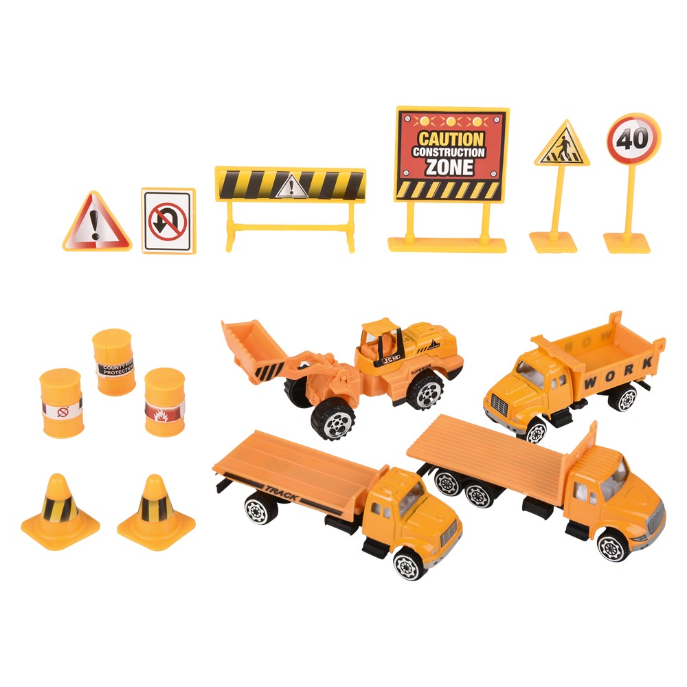 Die-Cast Construction Vehicles Play Set (15 Pc)