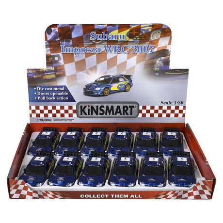 Die-Cast Pull Back Subaru Impreza WRC 2007 (12 PC Display)