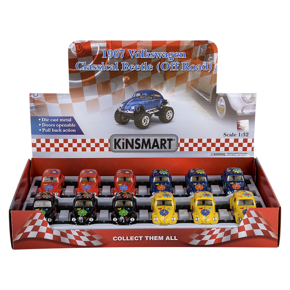 Die-Cast Pull Back VW Beetle (12 PC Display)