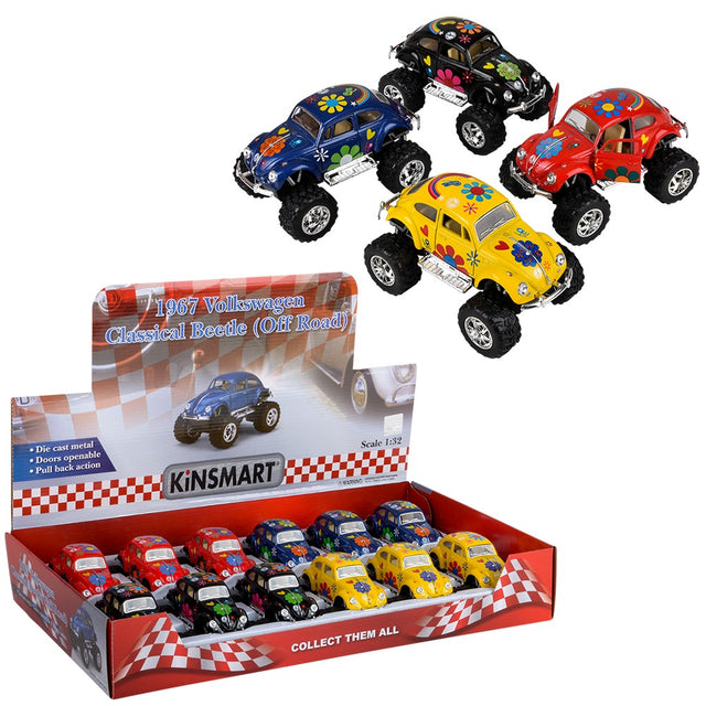 Die-Cast Pull Back VW Beetle (12 PC Display)