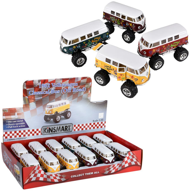 Die-Cast Pull Back VW Bus (12 Pc Display)