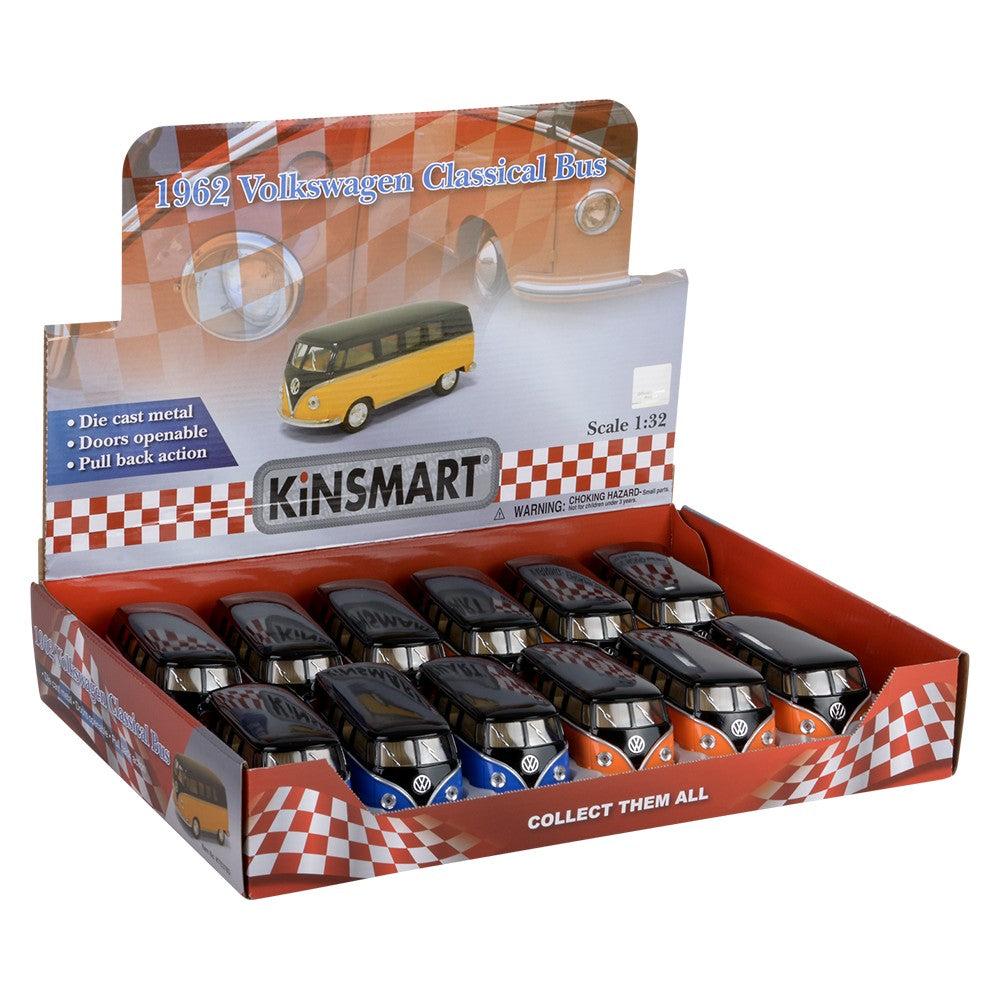Die-Cast Pull Back VW Bus (12 Pc Display)