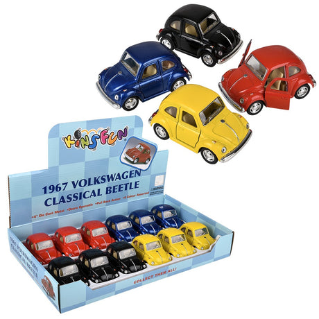 Die-Cast Pull Back 1967 VW Classic Beetle (12 PC Display)