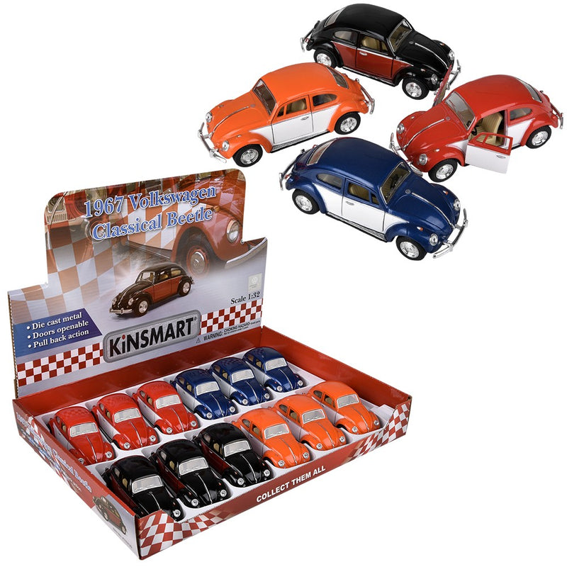 Die-Cast Pull Back 1967 VW Classic Beetle (12 Pc Display)