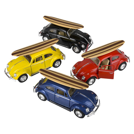 Die-Cast Pull Back 1967 VW Beetle Surfboard (12 Pc Display)