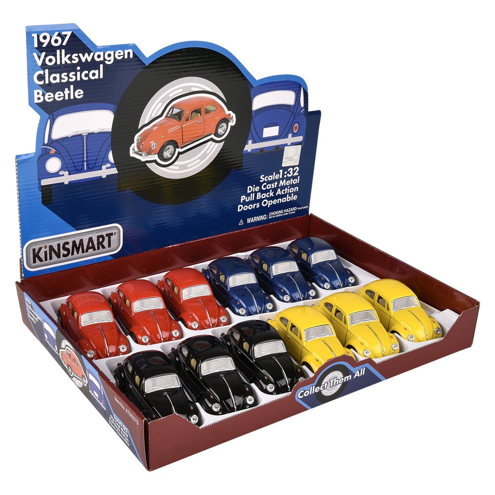 Die-Cast Pull Back 1967 VW Classic Beetle (12 Pc Display)