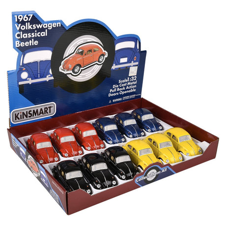 Die-Cast Pull Back 1967 VW Classic Beetle (12 Pc Display)