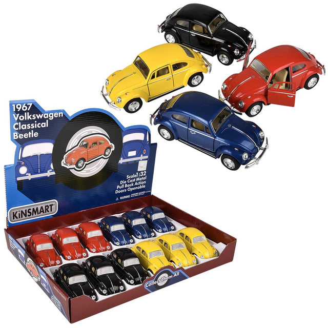 Die-Cast Pull Back 1967 VW Classic Beetle (12 Pc Display)