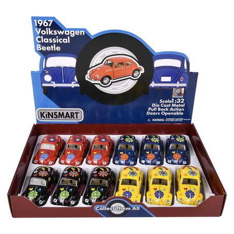 Die-Cast Pull Back VW Beetle Printing VW Beetle (12 Pc Display)