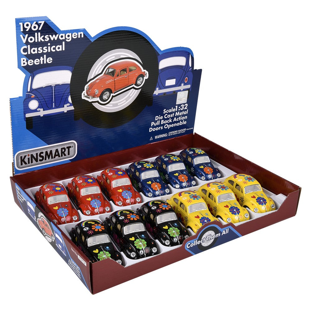 Die-Cast Pull Back VW Beetle Printing VW Beetle (12 Pc Display)