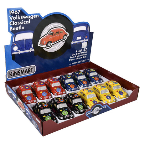 Die-Cast Pull Back VW Beetle Printing VW Beetle (12 Pc Display)