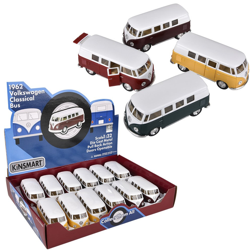 Die-Cast Pull Back 1962 VW Bus (12 Pc Display)