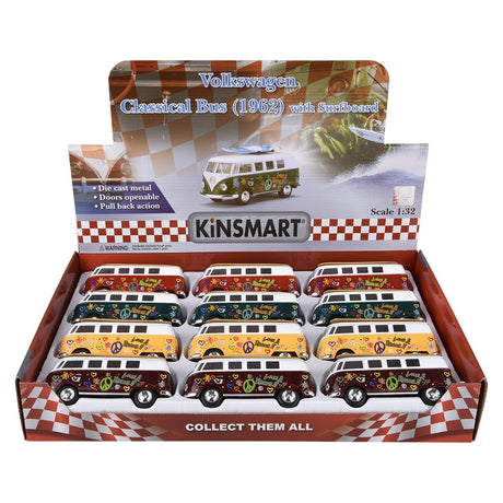 Die-Cast Pull Back 1962 VW Bus Surfboard (1 DSP)