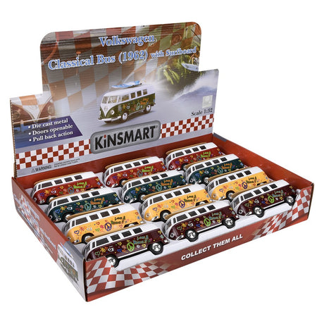 Die-Cast Pull Back 1962 VW Bus Surfboard (1 DSP)