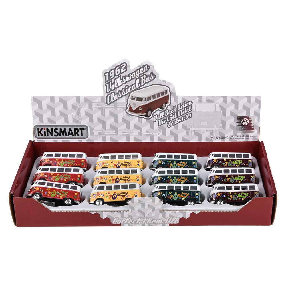 Die-Cast Pull Back 1962 VW Classic Bus (12 Pc Display)