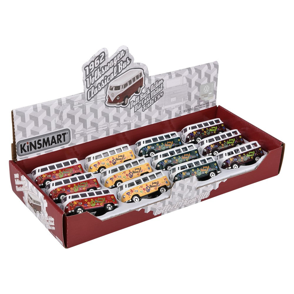 Die-Cast Pull Back 1962 VW Classic Bus (12 Pc Display)