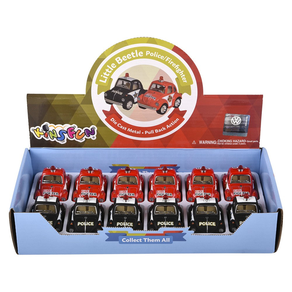 Die-Cast Pull Back VW Mini Police And Firefighter (1 DSP)