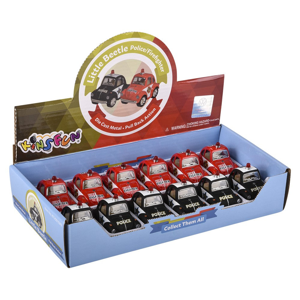 Die-Cast Pull Back VW Mini Police And Firefighter (1 DSP)