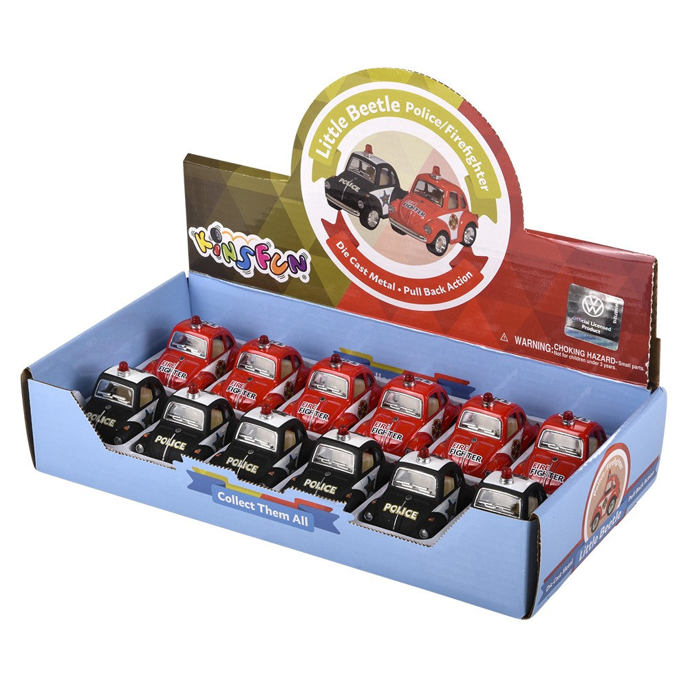 Die-Cast Pull Back VW Mini Police And Firefighter (1 DSP)