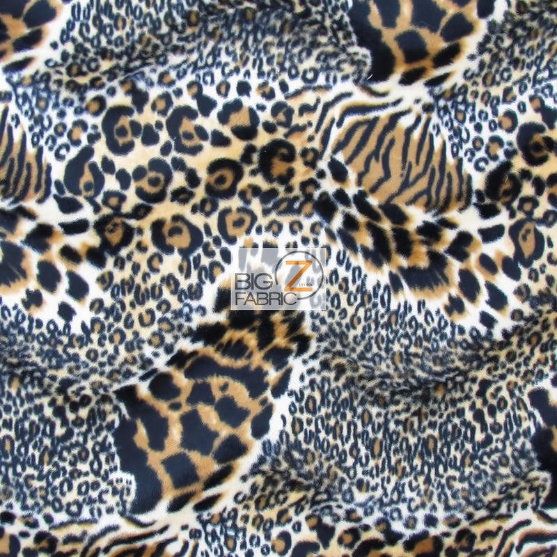 Velboa Faux Fur Fabric Brown Tiger Leopard Hybrid