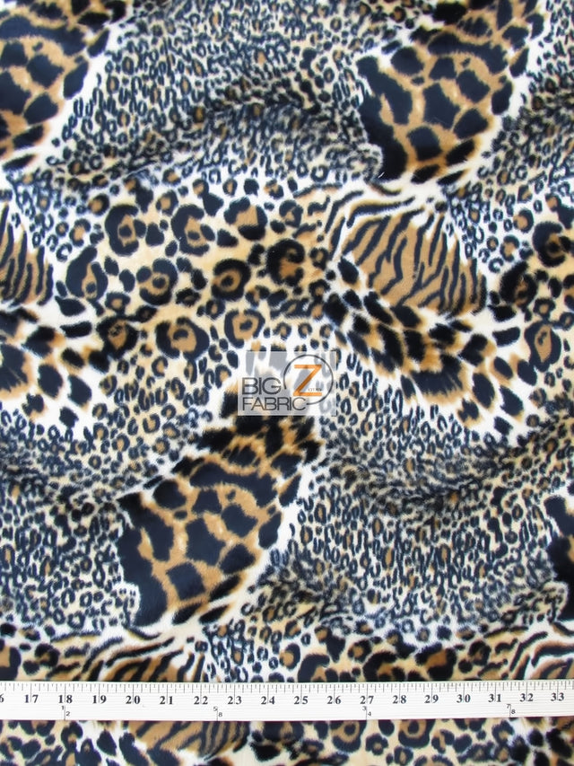 Velboa Faux Fur Fabric Brown Tiger Leopard Hybrid