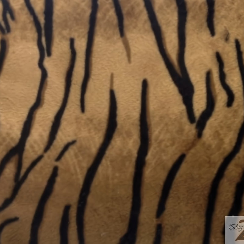Brown Velboa Tiger Animal Short Pile Fabric