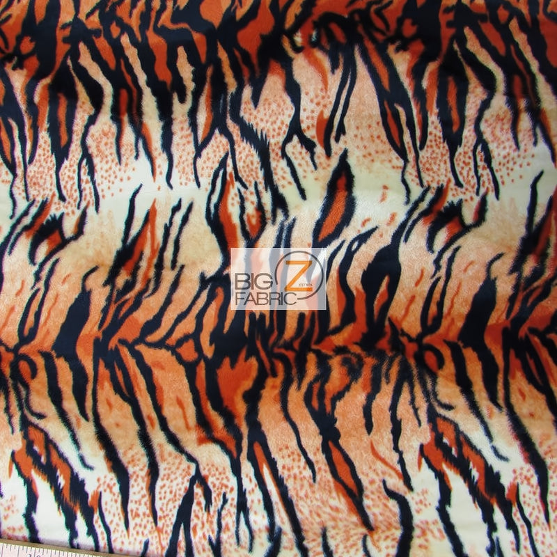 Orange Velboa Tiger Animal Short Pile Fabric