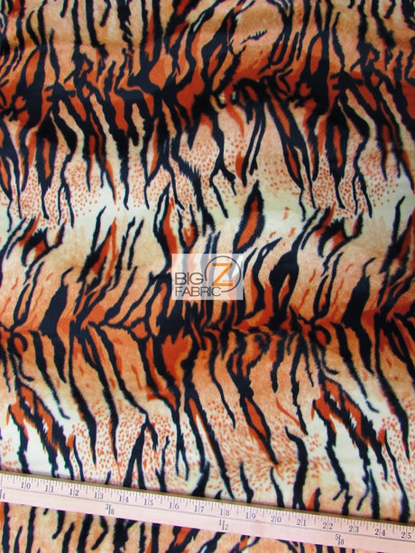 Orange Velboa Tiger Animal Short Pile Fabric