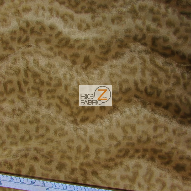 Light Coffee Velboa Leopard Animal Short Pile Fabric