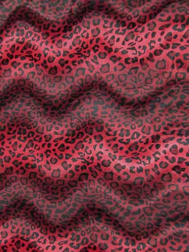 Red/Black Velboa Leopard Animal Fabric by the Yard