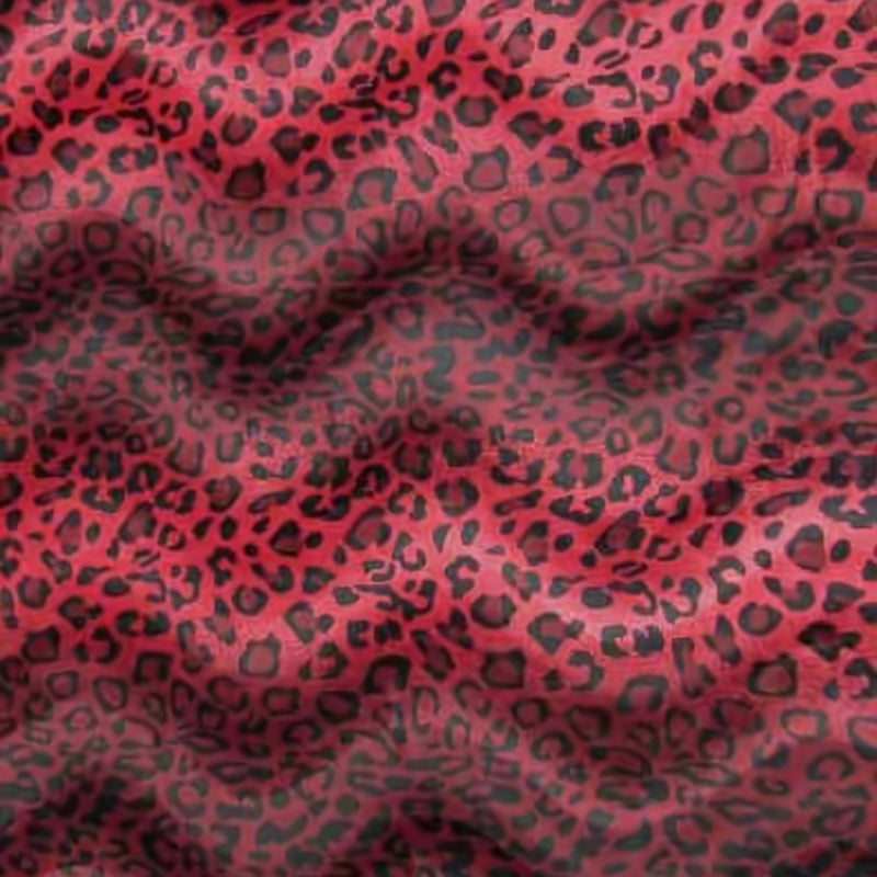 Red/Black Velboa Leopard Animal Fabric by the Yard