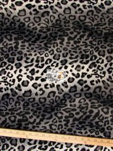 White/Grey Velboa Leopard Animal Short Pile Fabric