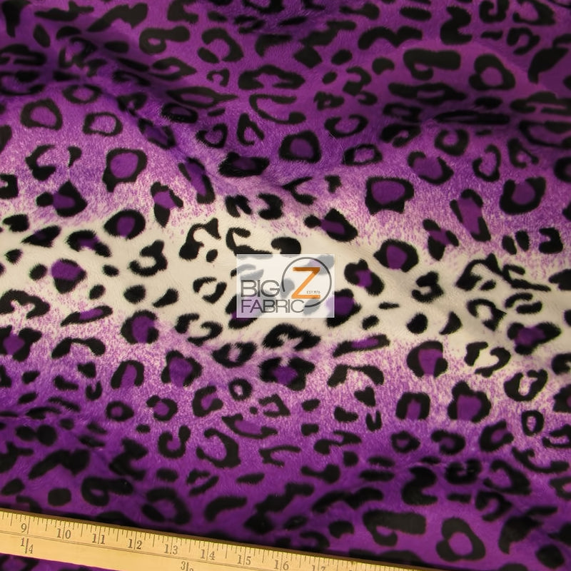 Purple/White Velboa Leopard Short Pile Fabric