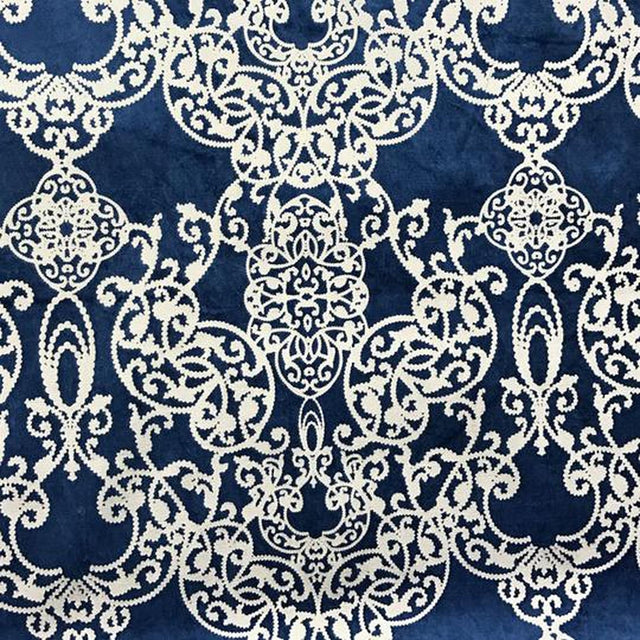 Vince Velvet Fabric - Damask Foil Print, 55" Width (1 Yard)