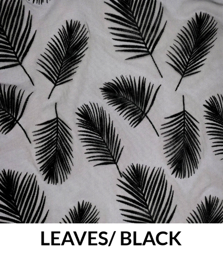 Flocked Mesh Leaves Polyester Fabric - Leaves Pattern