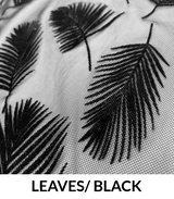 Flocked Mesh Leaves Polyester Fabric - Leaves Pattern