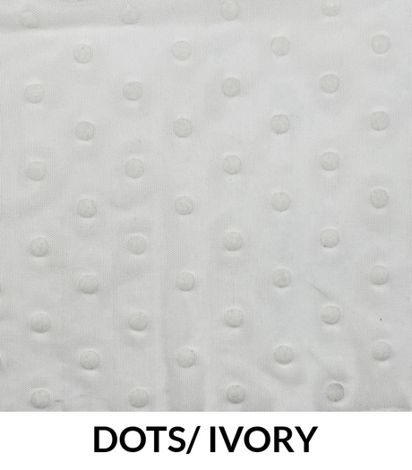Flocked Mesh Polka Dots Polyester Fabric - Black Polka Dots, Mesh Fabric