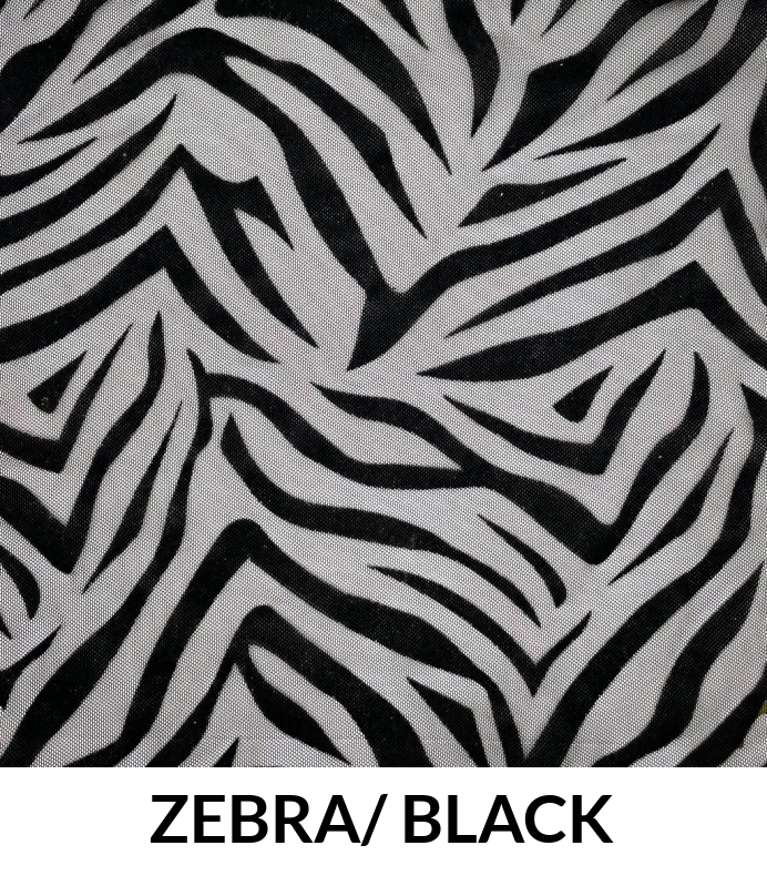 Flocked Mesh Zebra Polyester Fabric - Zebra Pattern, Mesh Fabric