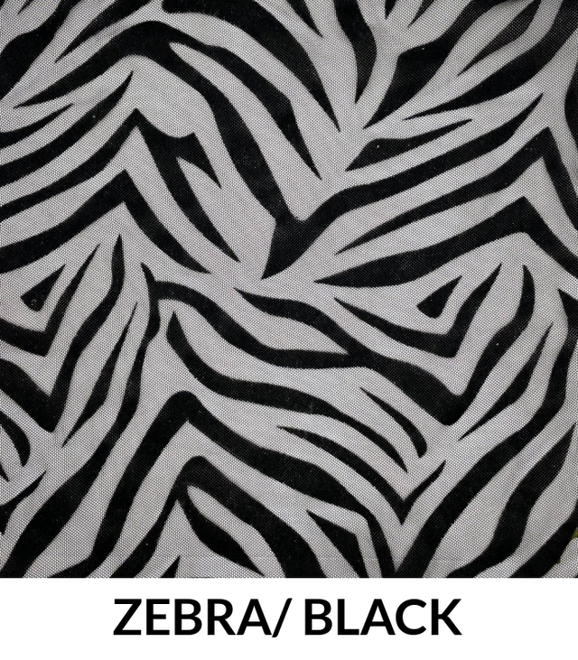 Flocked Mesh Zebra Polyester Fabric - Zebra Pattern, Mesh Fabric