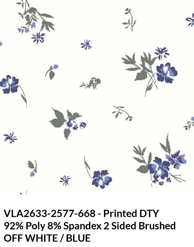Ditsy Florals Print DTY Brushed Fabric - Floral Print, 2-Sided Brushed, 92% Polyester 8% Spandex