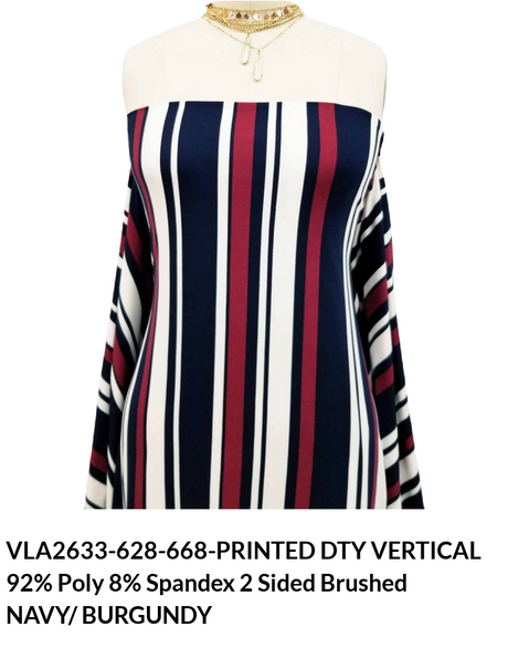 VLA2633 Vertical Print DTY Brushed Fabric - Vertical Print, Swatch Card