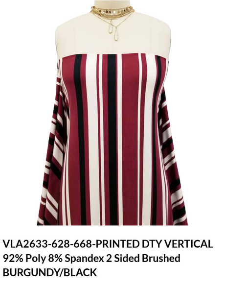 VLA2633 Vertical Print DTY Brushed Fabric - Vertical Print, Swatch Card